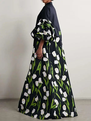 Lantern Sleeve Printed Maxi