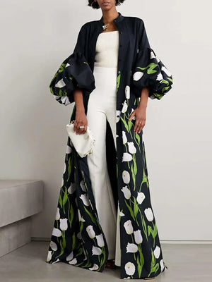 Lantern Sleeve Printed Maxi