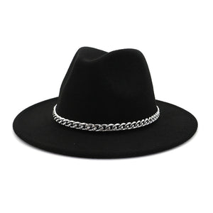 Open image in slideshow, Fedora Hat w/Removable Chain Detail

