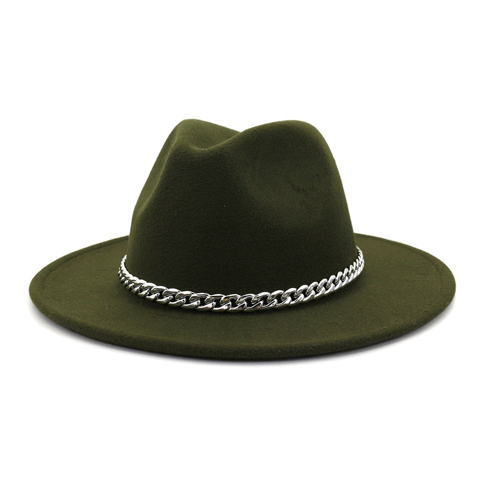 Fedora Hat w/Removable Chain Detail