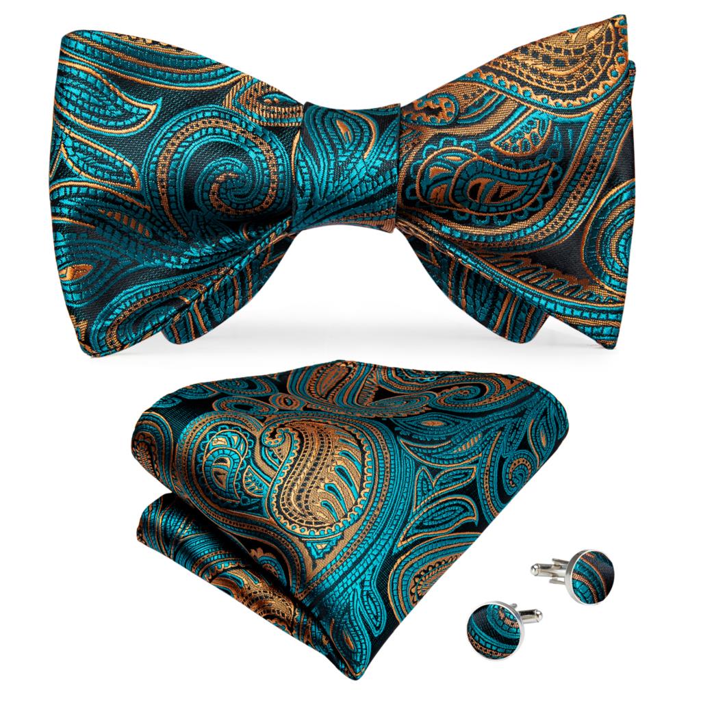 Teal Green Gold Floral Paisley