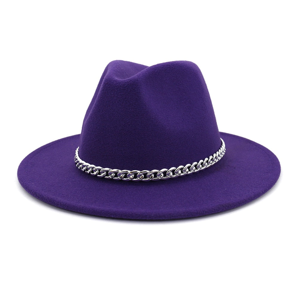 Fedora Hat w/Removable Chain Detail