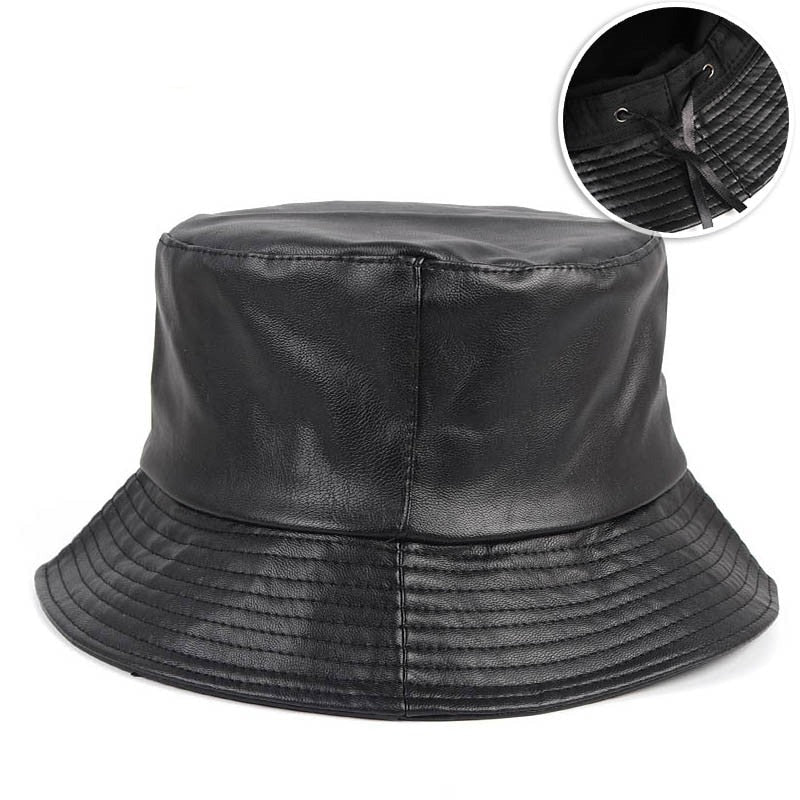 Faux Leather Unisex Bucket Cap