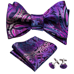 Open image in slideshow, Silk Bowtie Set- Tie, Handkerchief &amp; Cufflinks
