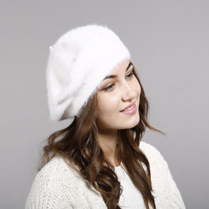 Open image in slideshow, Women’s Fur Beret Hat
